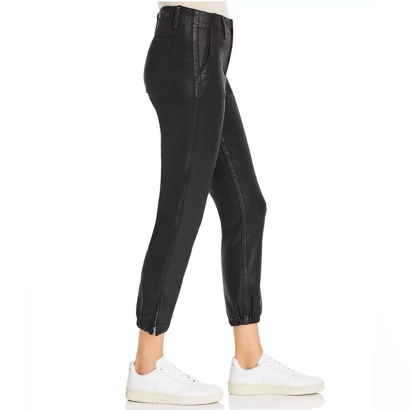 Paige Mayslie Cropped Coated Jogger Pants - Black - Size 27 - Picture 4 of 7